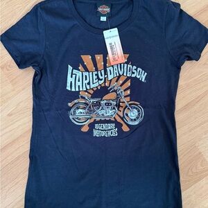 Harley-Davidson Woman’s Black Tee with Motorcycle Graphic